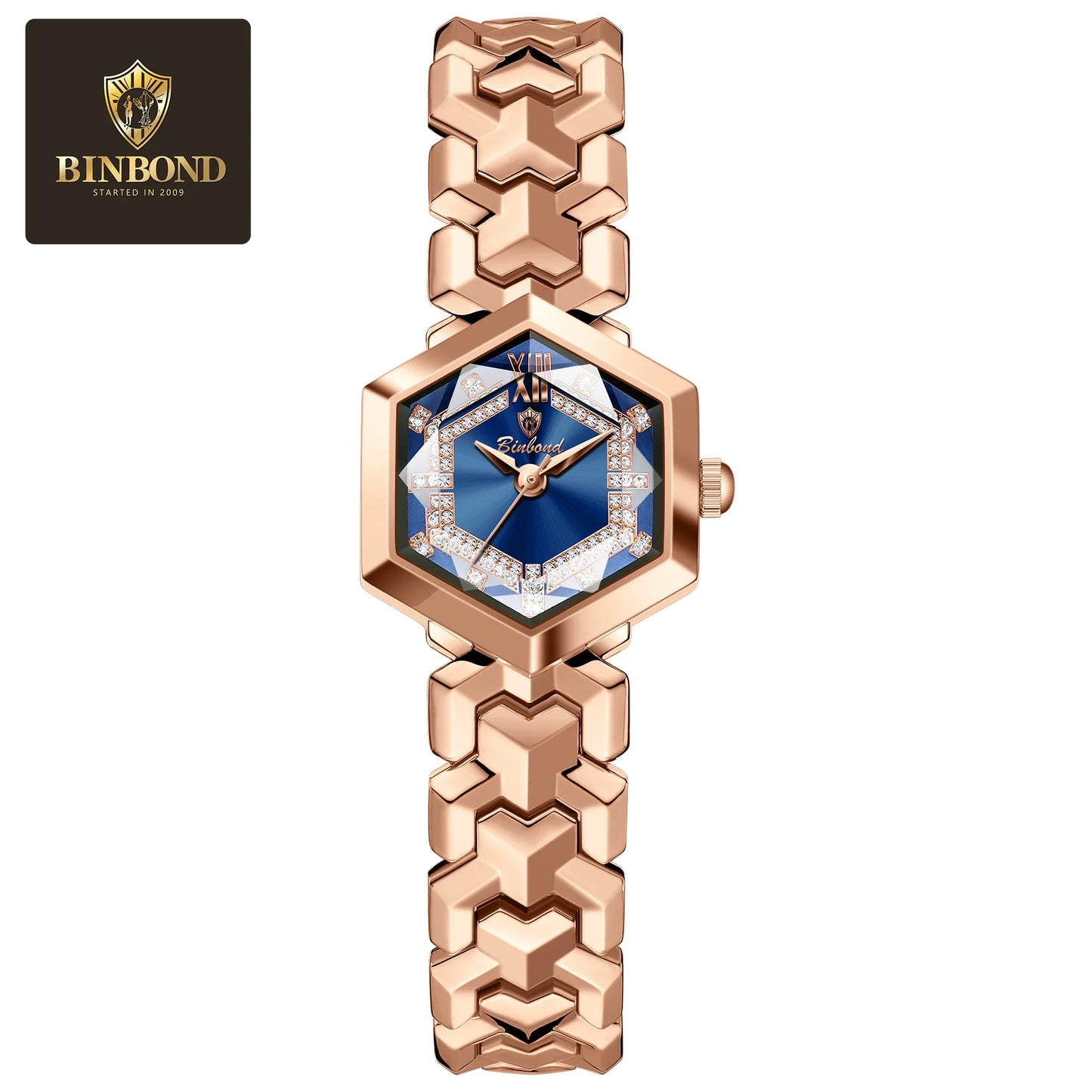 BINBOND Top Brand Elegant Women's Watches Fashion Rhombus Mirror Ladies Wristwatch Waterproof Diamond Dial Original Quartz Watch