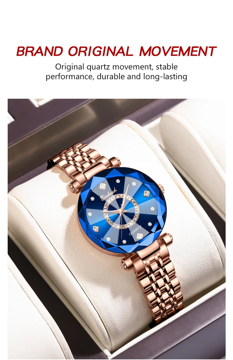 BINBOND Fashion Women's Quartz Watch Elegant For Heart of The Ocean Mirror Face Waterproof Business Lady Watch Relogio Feminino