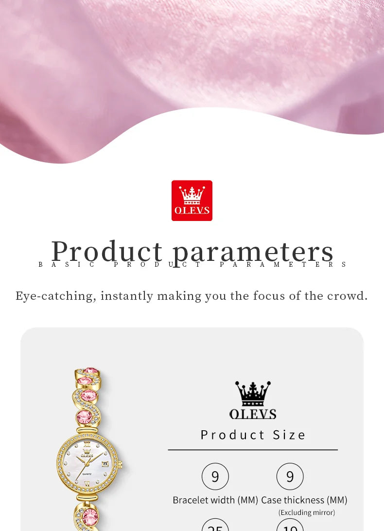OLEVS 5633 Elegant Women's Bracelet Quartz Watches Diamond Bezel Waterproof Steel Strap Fashion Original Ladies Wristwatch