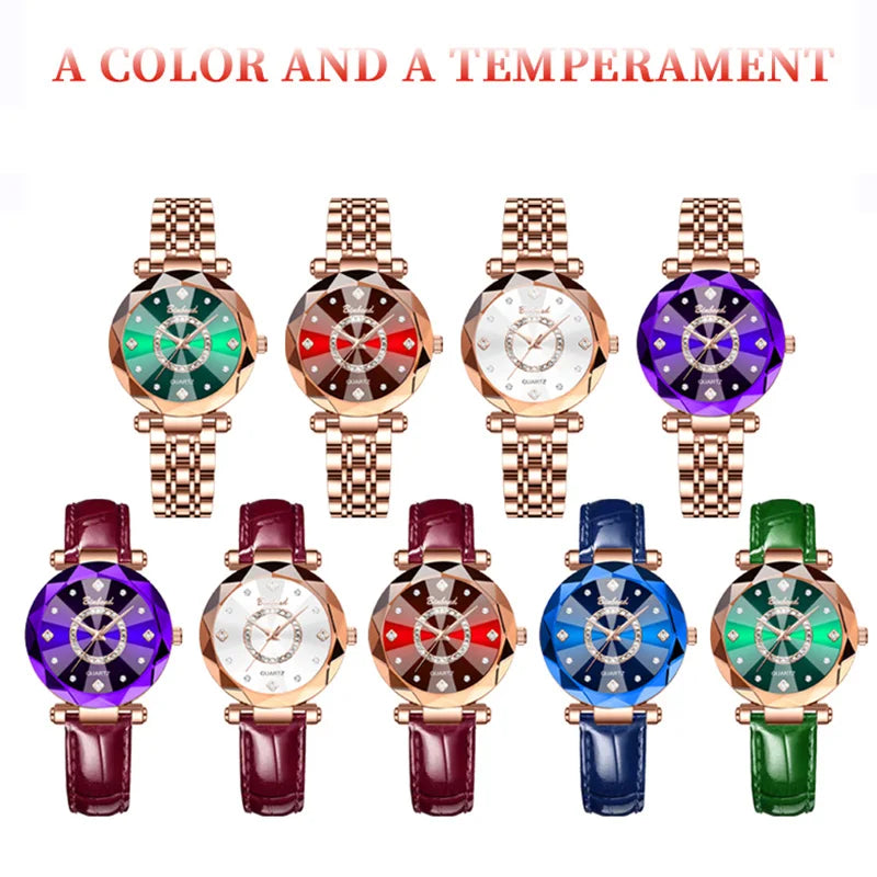 BINBOND Fashion Women's Quartz Watch Elegant For Heart of The Ocean Mirror Face Waterproof Business Lady Watch Relogio Feminino
