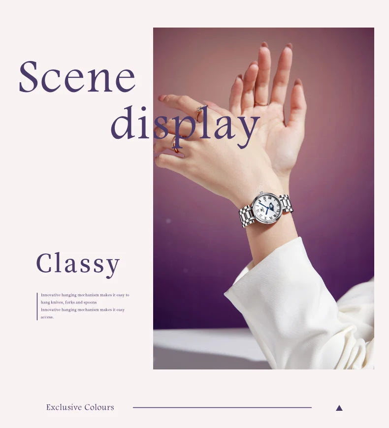 OLEVS 5573 Original Ladies Quartz Watch Diamond Scale Calendar Stainless Steel Waterproof Elegant Dress Wristwatch for Women