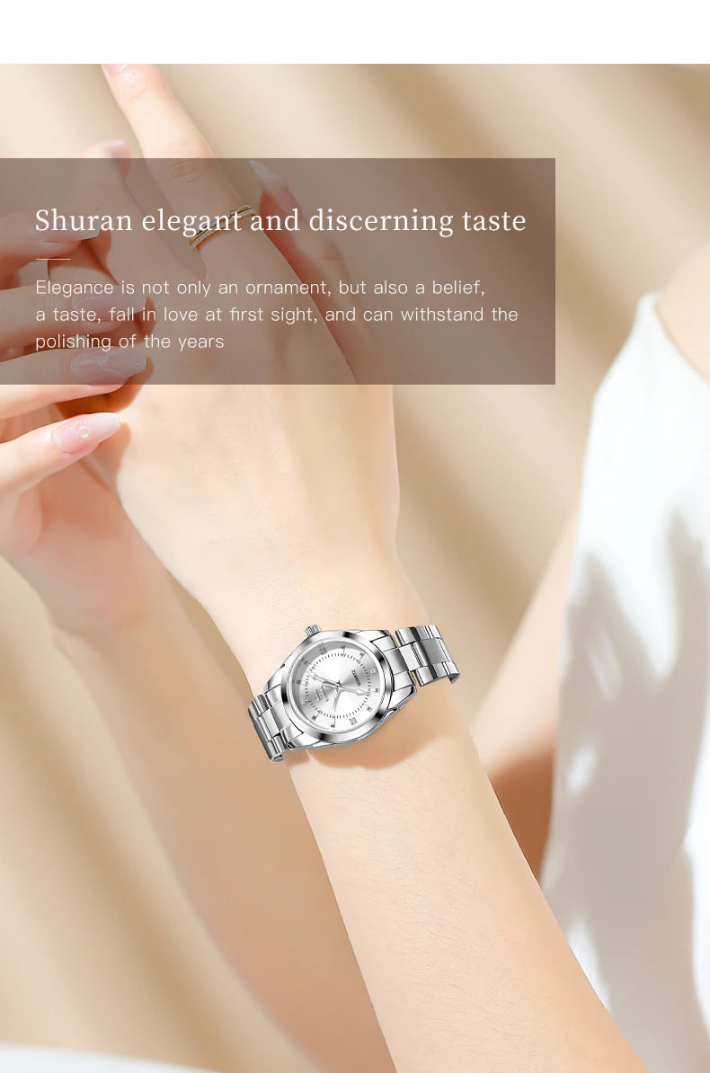 OPK 6002 Wristwatch for Women Fashion Trends Stainless steel Strap Waterproof  Full Silvery Watches