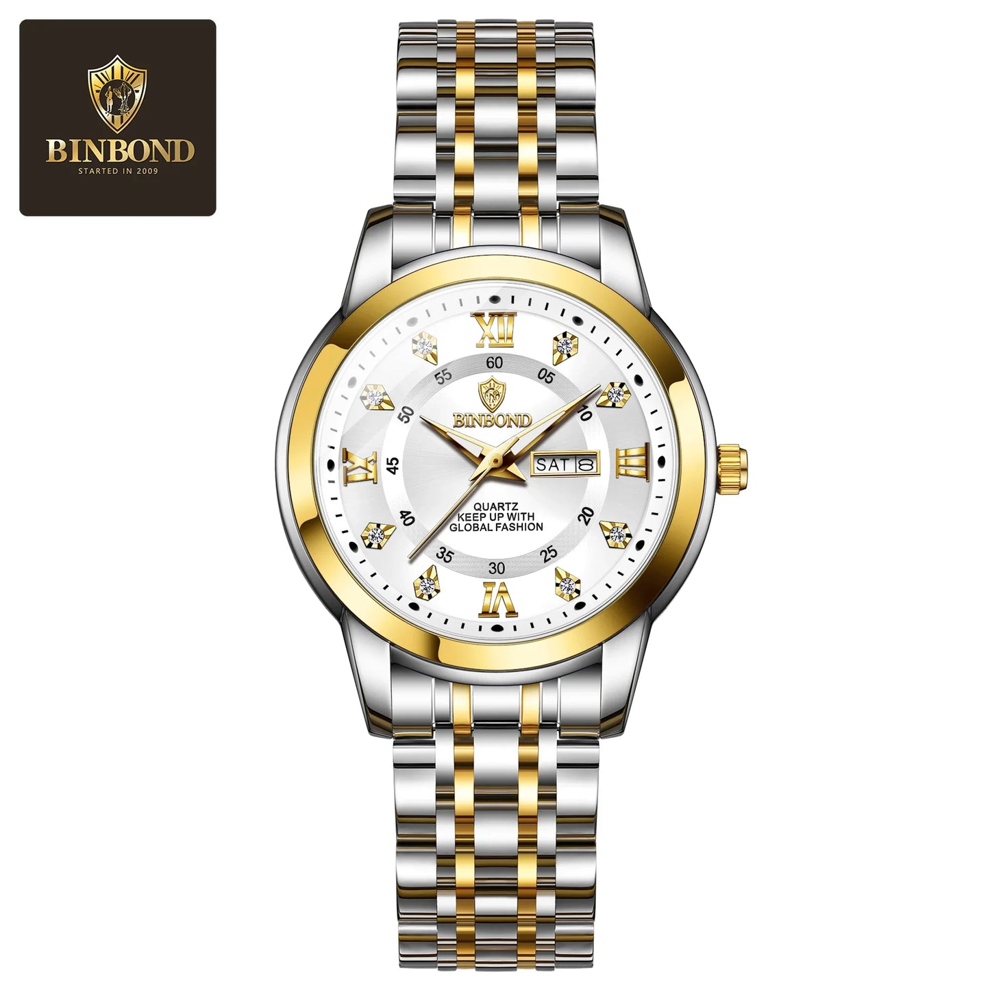 BINBOND Top Brand Luxury Fashion Business Women's Quartz Watch 30M Waterproof Luminous Week Date Clock New Sport Ladies' Watches
