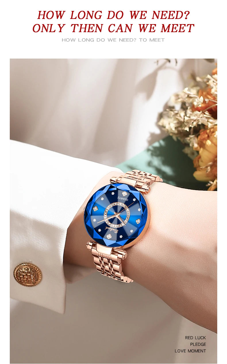 BINBOND Fashion Women's Quartz Watch Elegant For Heart of The Ocean Mirror Face Waterproof Business Lady Watch Relogio Feminino
