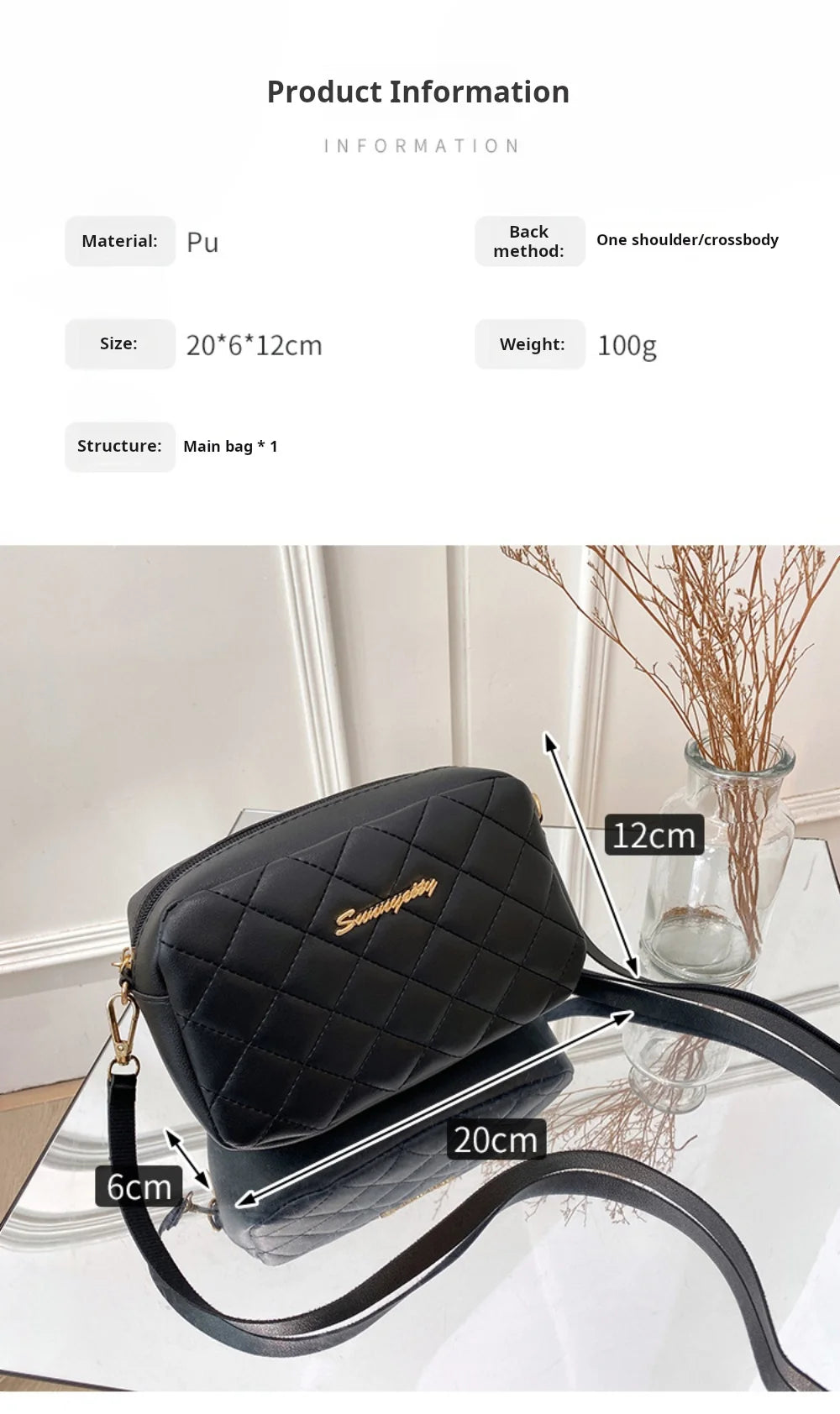 Elegante gesteppte Umhängetasche