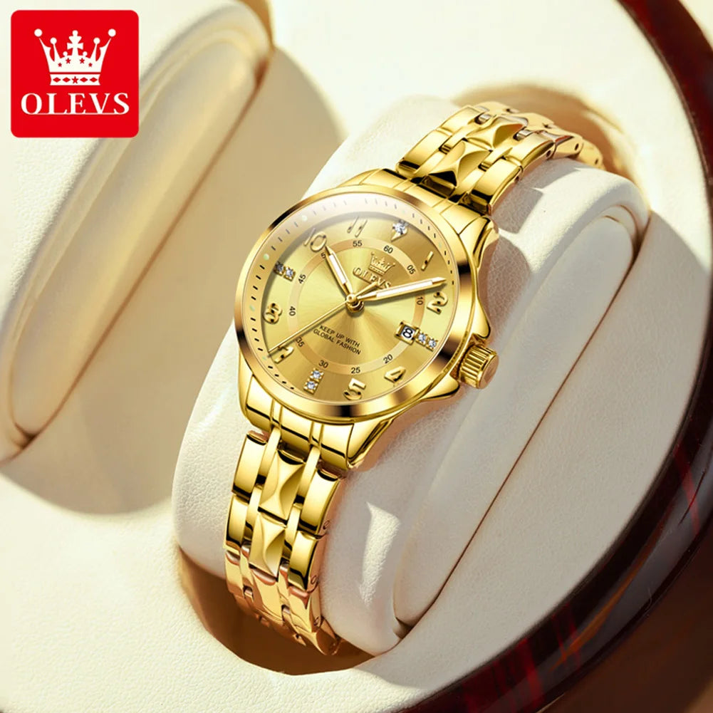 OLEVS 2910 Quartz Women's Watch Luxury Business Stainless Steel Waterproof Calendar Watch Brand Elegant Diamond Women's Watch