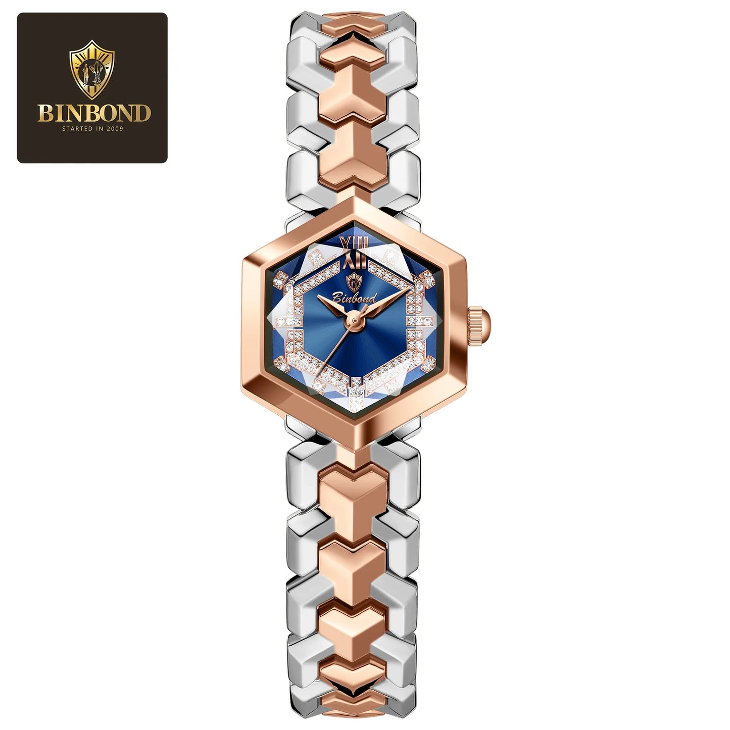 BINBOND Top Brand Elegant Women's Watches Fashion Rhombus Mirror Ladies Wristwatch Waterproof Diamond Dial Original Quartz Watch