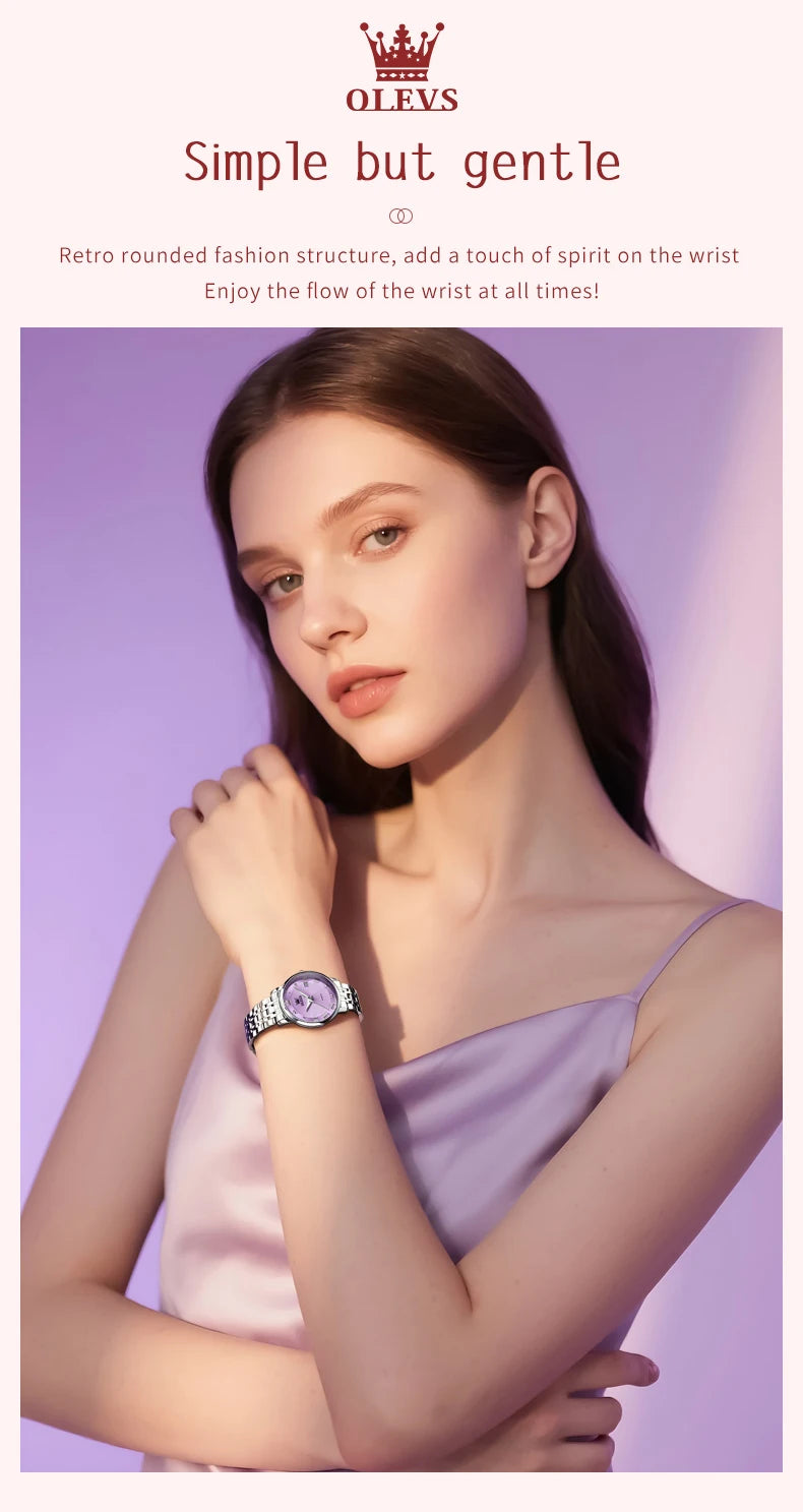 OLEVS 5611 Original Ladies Dress Quartz Wristwatch Luminous Date Stainless Steel Strap Elegant Luxury Women Watches