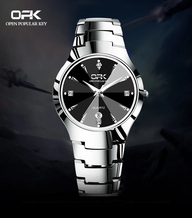 OPK 8105 Diamond Quartz Men's Watch Fashion Waterproof Date Stainless Steel Business Watch Minimalist Casual Brand Men's Watch