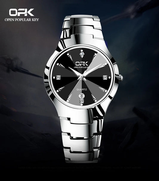 OPK 8105 Diamond Quartz Men's Watch Fashion Waterproof Date Stainless Steel Business Watch Minimalist Casual Brand Men's Watch