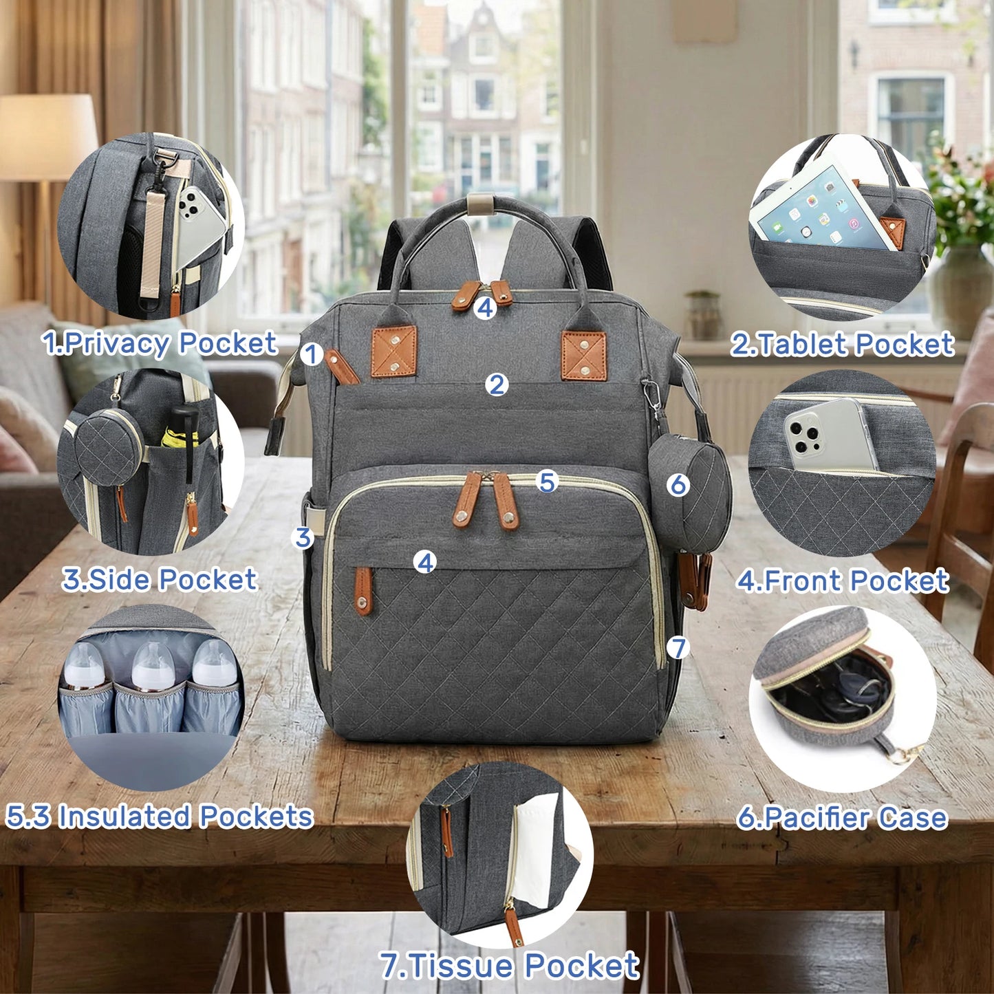 Lightweight Baby Changing Bag Unisex Backpack Nappy Bags Diaper Travel Bag for Mom and Dad | Pacifier Holder