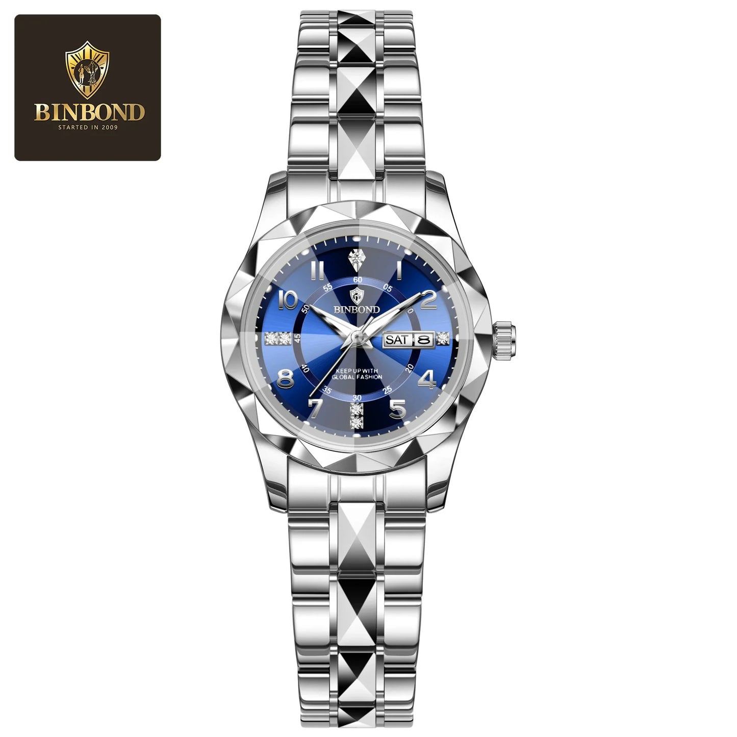 BINBOND Top Brand Fashion Business Womens Quartz Watches Waterproof Luminous Week Date Clock Sport Ladies' Wristwatch New B6632