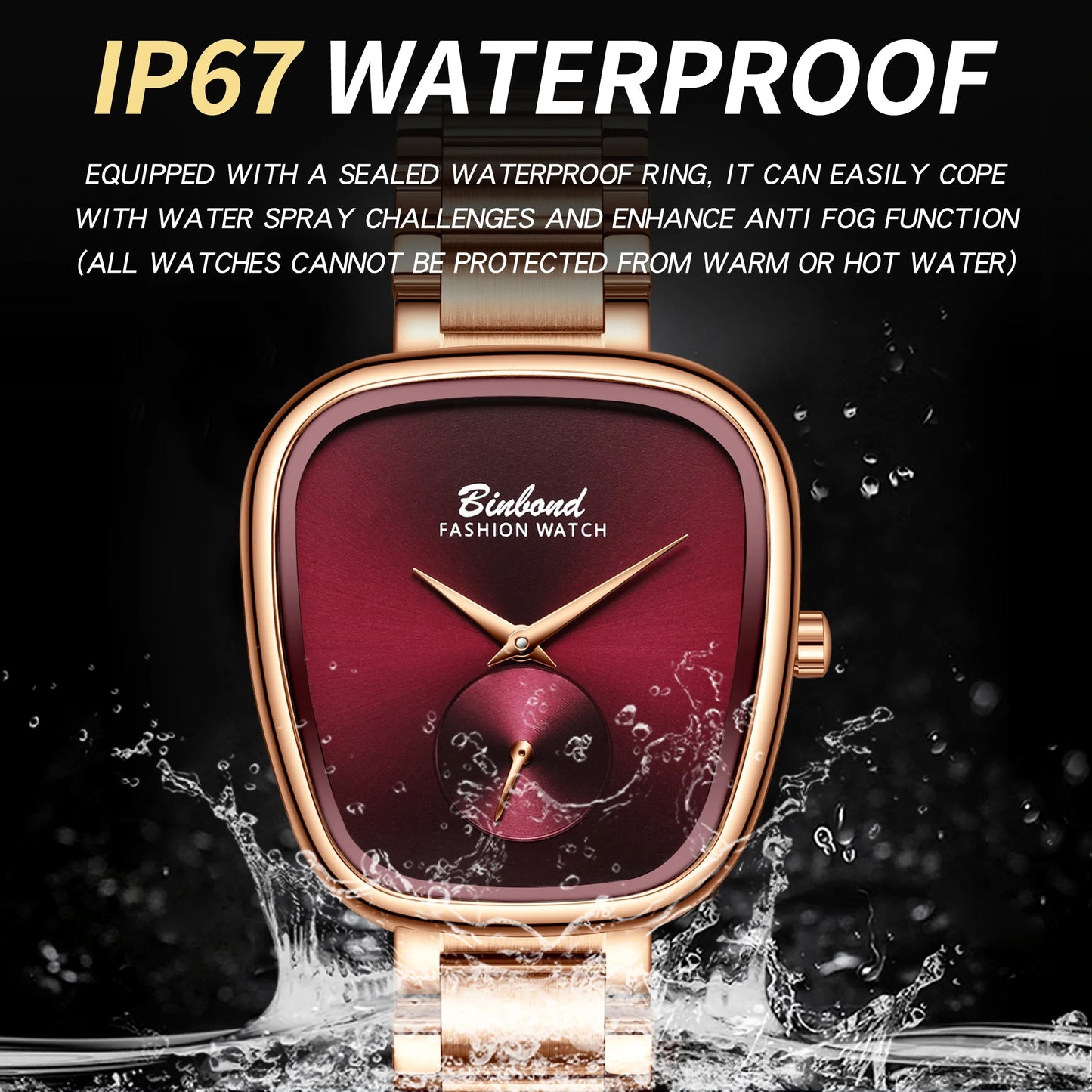 BINBOND Luxury Brand Fashion Ladies' Watch Waterproof Stainless Steel Women's Watch Simple High Quality Quartz Watches for Woman