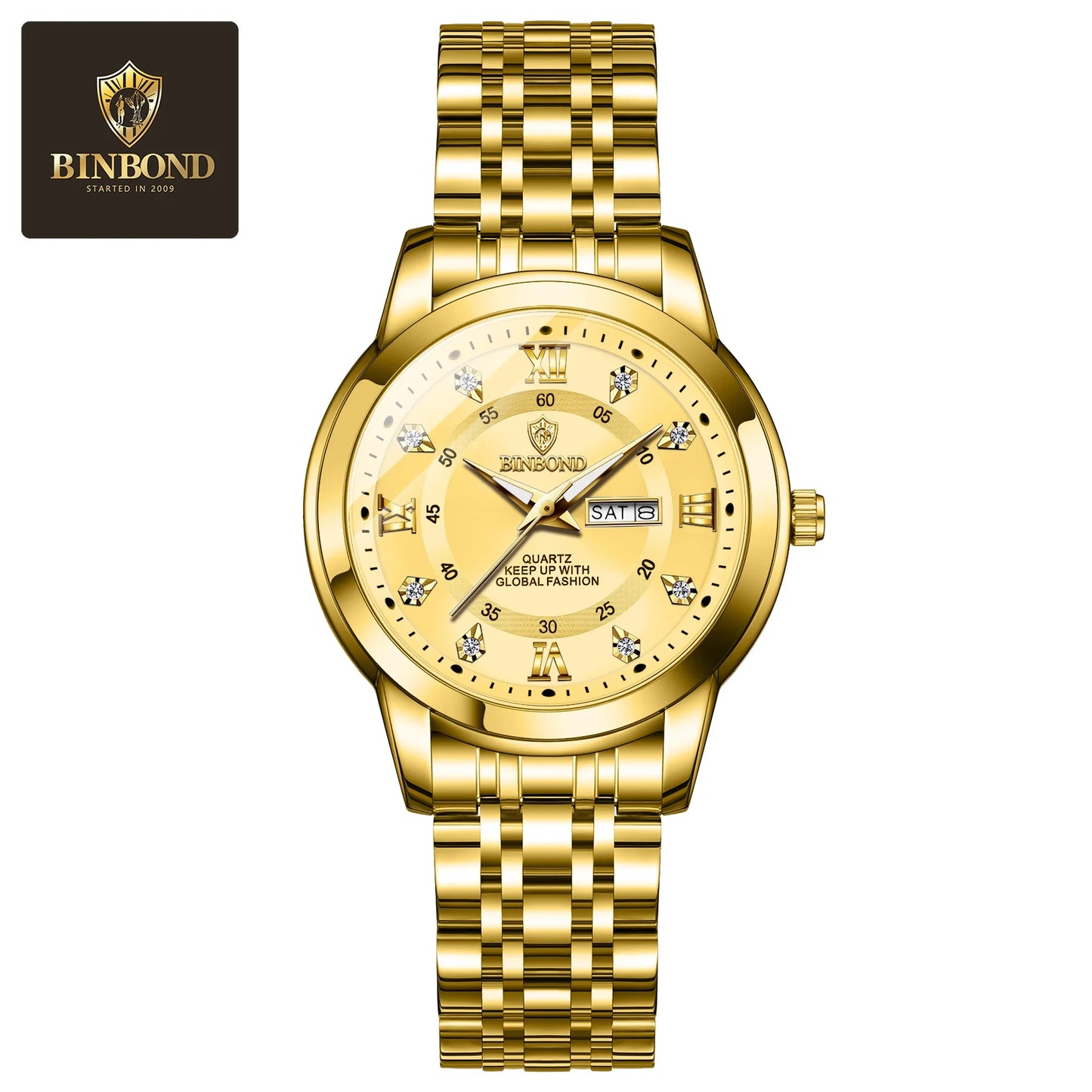 BINBOND Top Brand Luxury Fashion Business Women's Quartz Watch 30M Waterproof Luminous Week Date Clock New Sport Ladies' Watches