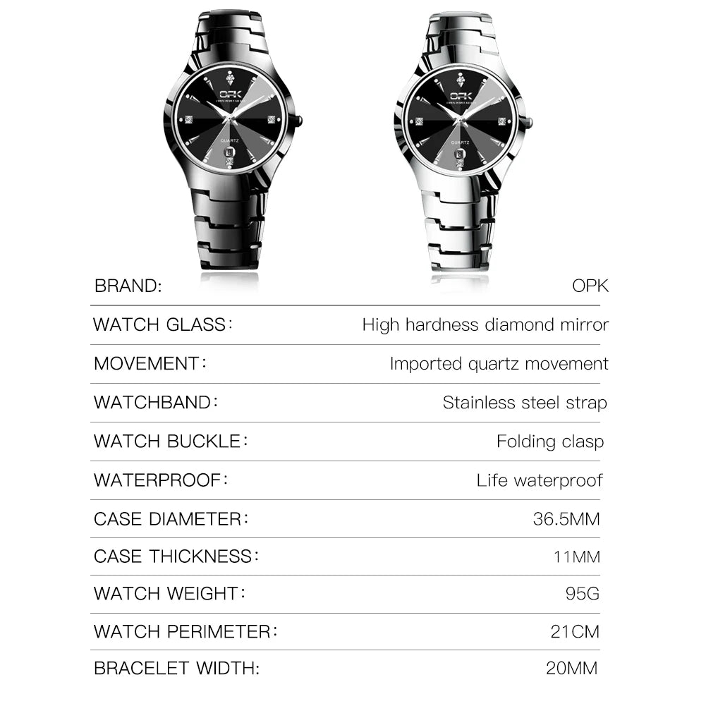 OPK 8105 Diamond Quartz Men's Watch Fashion Waterproof Date Stainless Steel Business Watch Minimalist Casual Brand Men's Watch