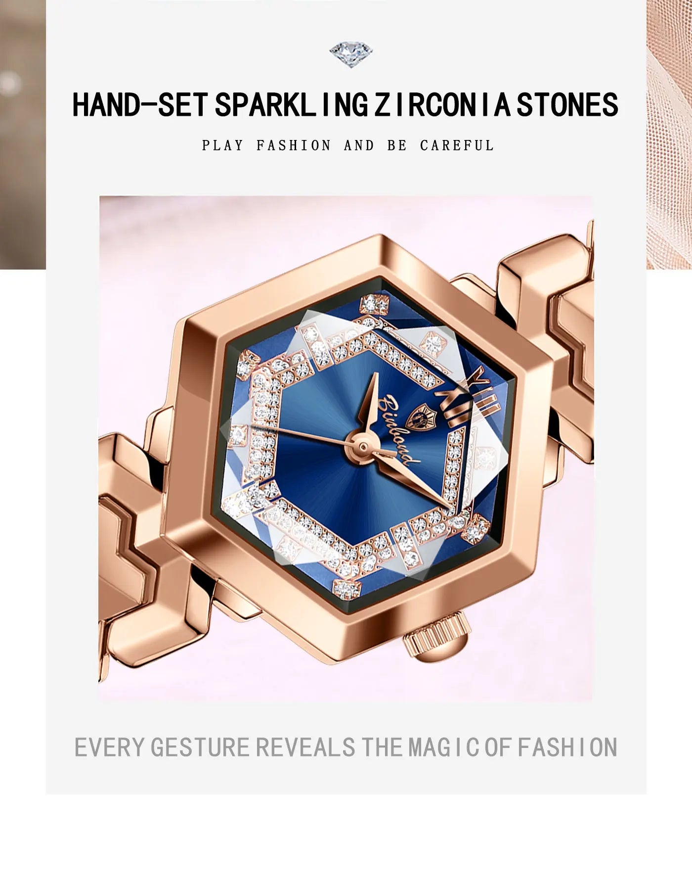 BINBOND Top Brand Elegant Women's Watches Fashion Rhombus Mirror Ladies Wristwatch Waterproof Diamond Dial Original Quartz Watch