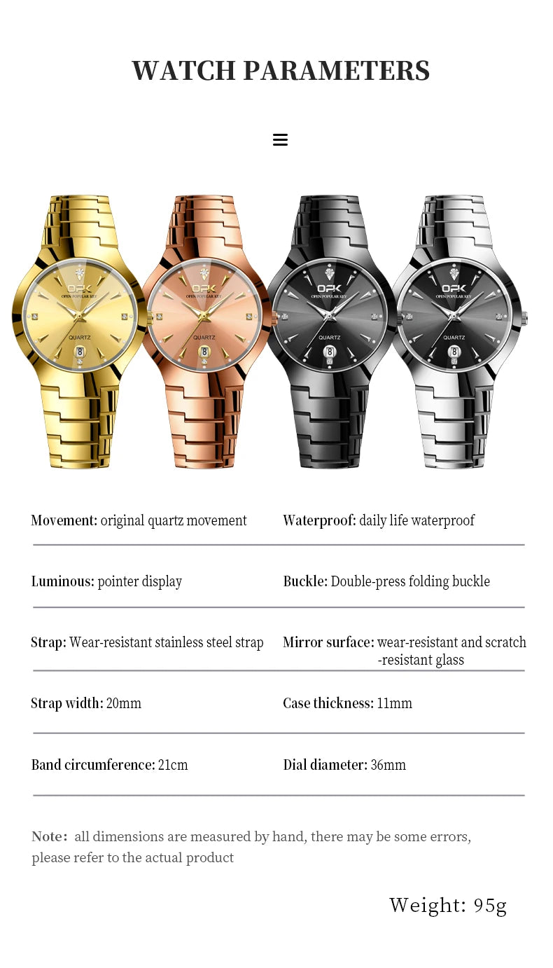 OPK 8105 Diamond Quartz Men's Watch Fashion Waterproof Date Stainless Steel Business Watch Minimalist Casual Brand Men's Watch