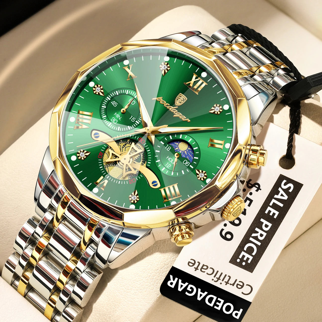 POEDAGAR Luxury Men Watch Top Original Waterproof Luminous Chronograph Man Wristwatch Stainless Steel Quartz Men's Watches Reloj