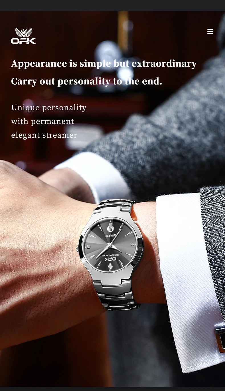 OPK 8105 Diamond Quartz Men's Watch Fashion Waterproof Date Stainless Steel Business Watch Minimalist Casual Brand Men's Watch