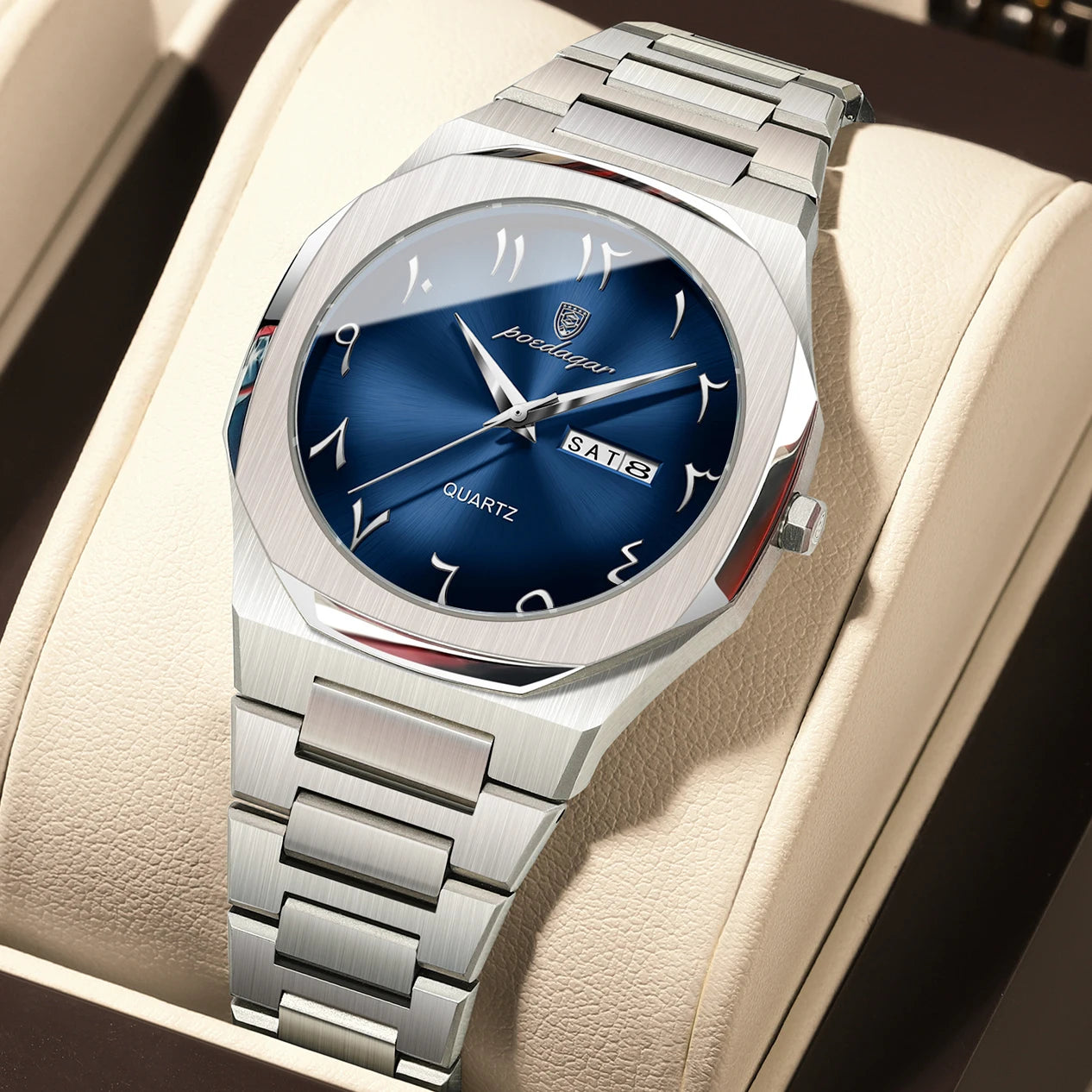 POEDAGAR Casual Watch For Woman Waterproof Luxury Elegant Week Date Women's Clock Ladies Watch Female Quartz Stainless Steel+Box