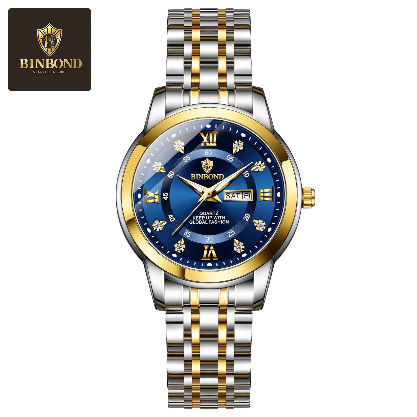 BINBOND Top Brand Luxury Fashion Business Women's Quartz Watch 30M Waterproof Luminous Week Date Clock New Sport Ladies' Watches