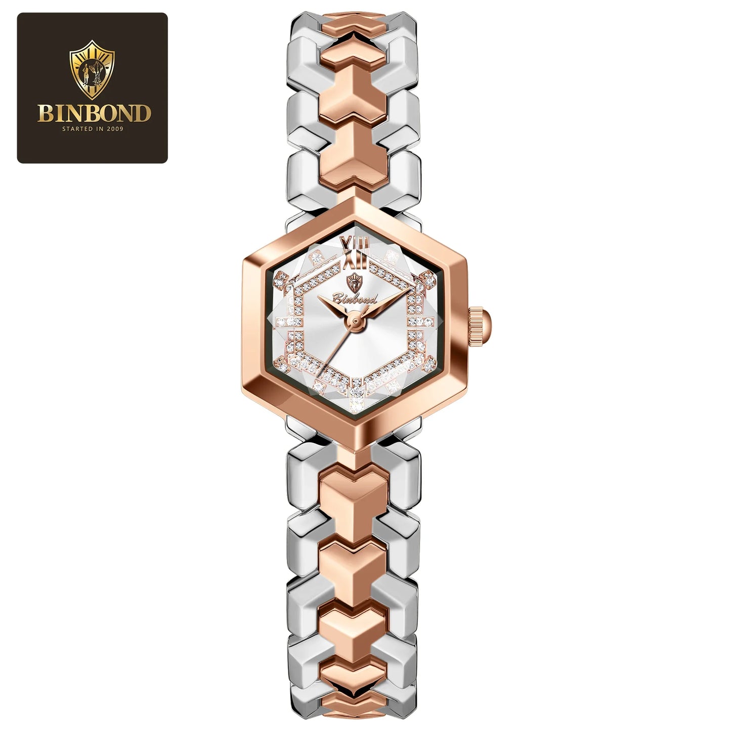 BINBOND Top Brand Elegant Women's Watches Fashion Rhombus Mirror Ladies Wristwatch Waterproof Diamond Dial Original Quartz Watch
