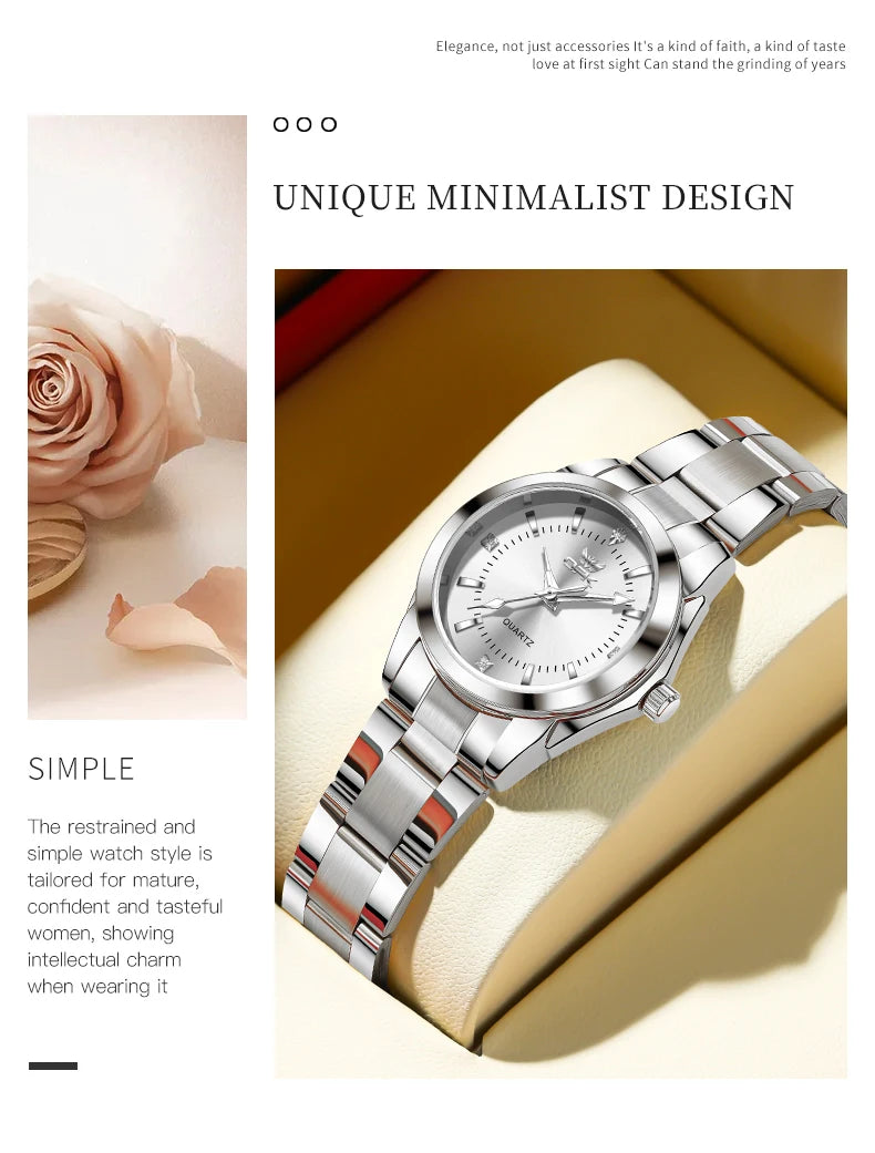 OPK 6002 Wristwatch for Women Fashion Trends Stainless steel Strap Waterproof  Full Silvery Watches