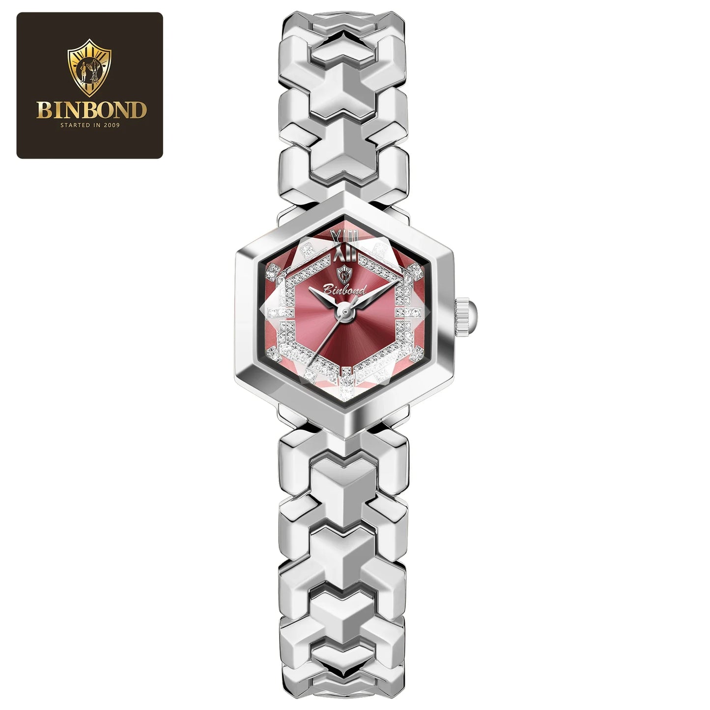 BINBOND Top Brand Elegant Women's Watches Fashion Rhombus Mirror Ladies Wristwatch Waterproof Diamond Dial Original Quartz Watch