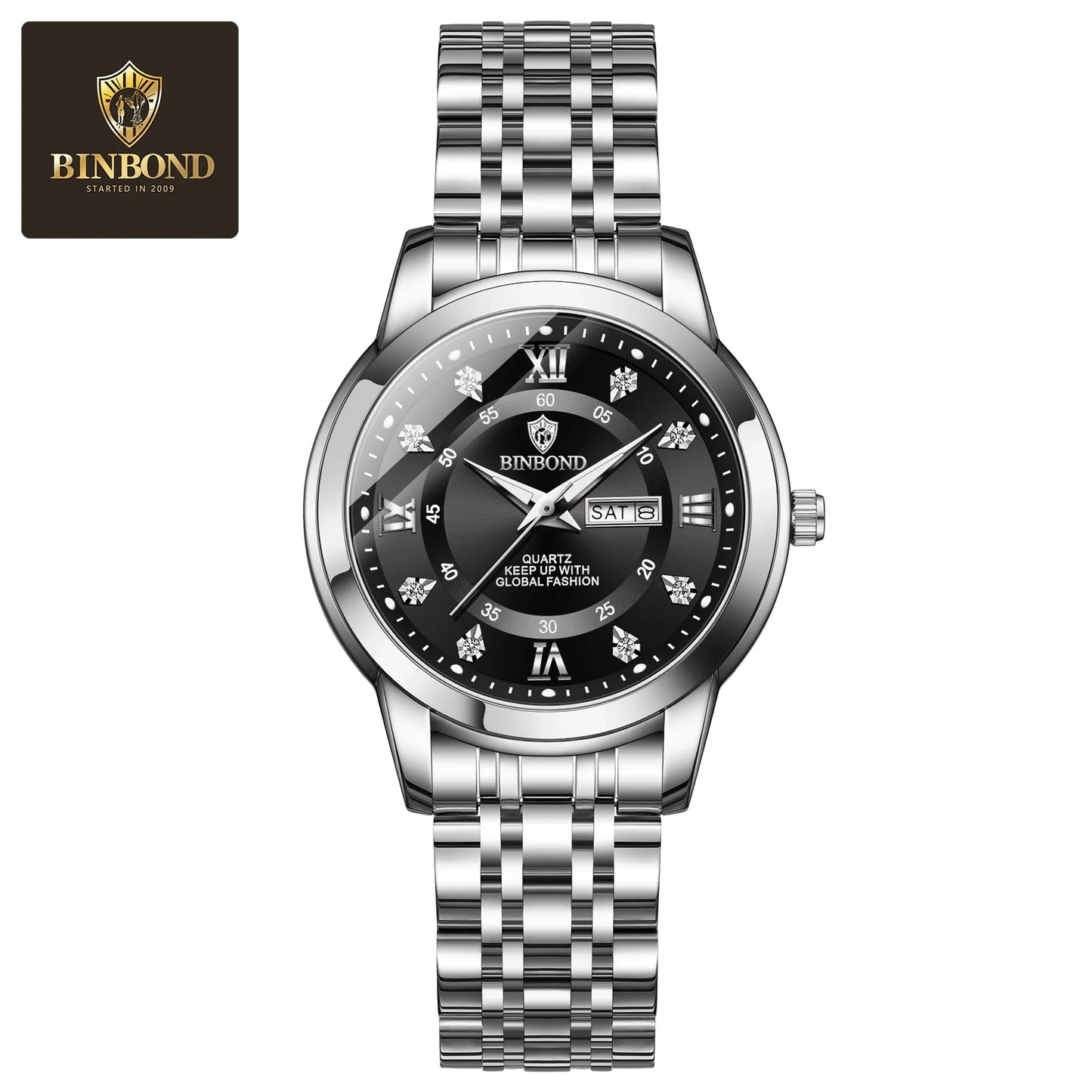 BINBOND Top Brand Luxury Fashion Business Women's Quartz Watch 30M Waterproof Luminous Week Date Clock New Sport Ladies' Watches