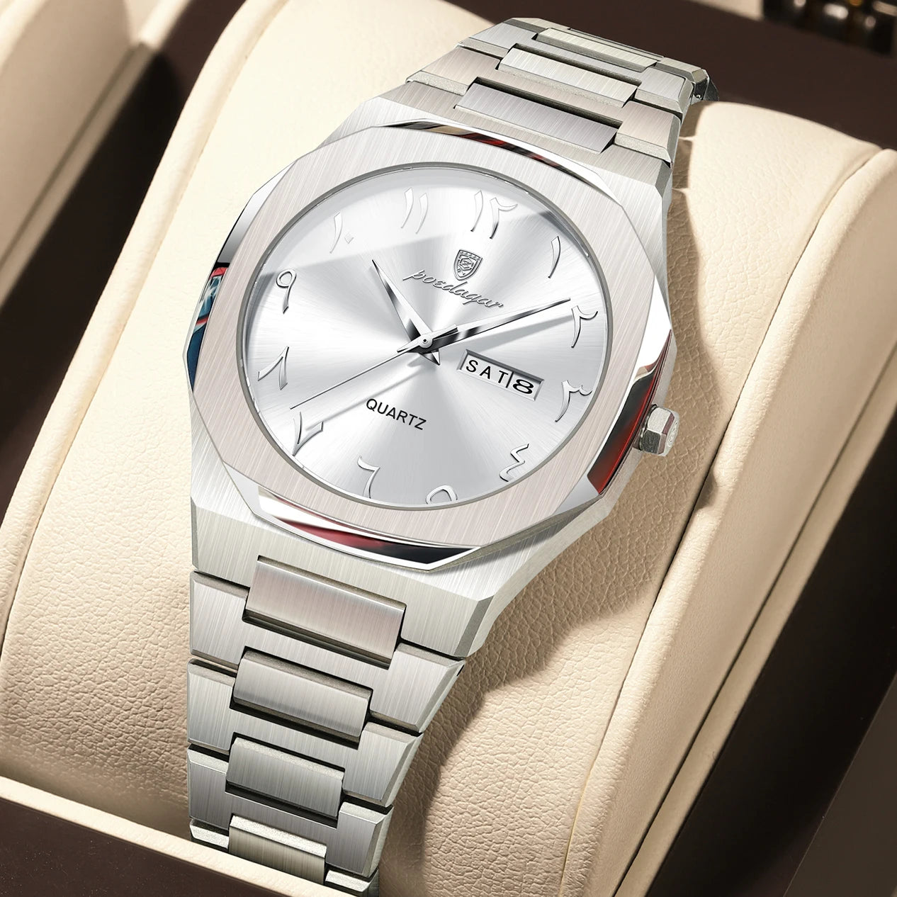 POEDAGAR Casual Watch For Woman Waterproof Luxury Elegant Week Date Women's Clock Ladies Watch Female Quartz Stainless Steel+Box