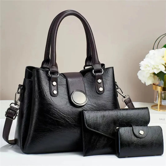 Solid color Ladies Business Tote Handbag High Quality Light Luxury Crossbody Composite Bag Retro Fashion Single-shoulder Bag