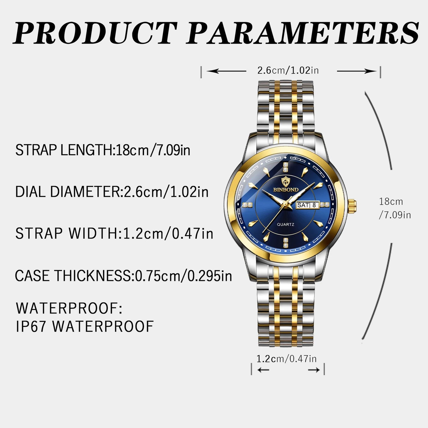 BINBOND Original Brand Ladies New Quartz Wristwatch Luxury Stainless Steel Waterproof Women's Watch Fashion Luminous Ms Watches