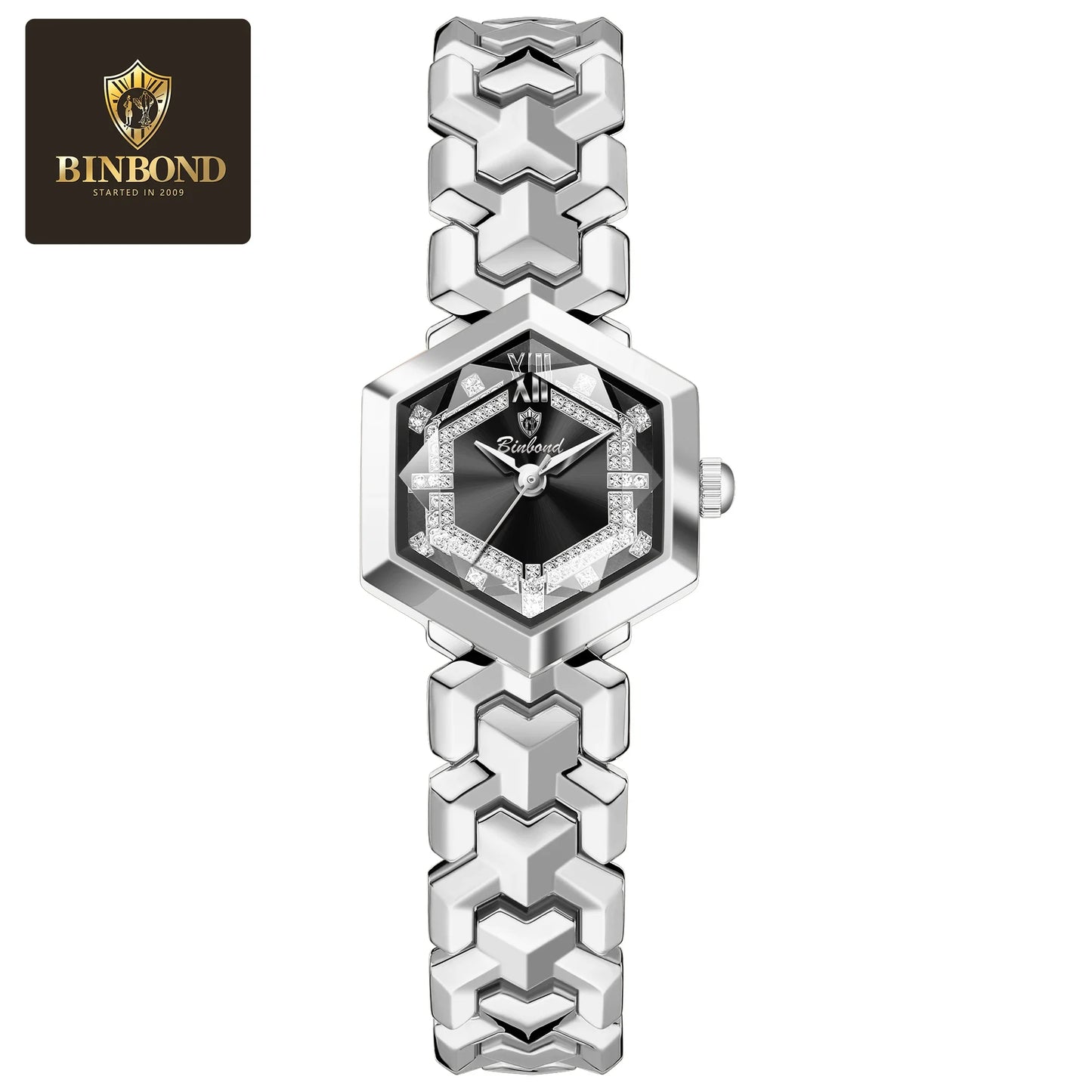 BINBOND Top Brand Elegant Women's Watches Fashion Rhombus Mirror Ladies Wristwatch Waterproof Diamond Dial Original Quartz Watch