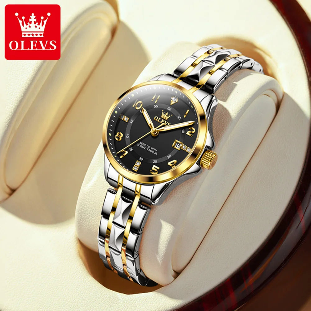 OLEVS 2910 Quartz Women's Watch Luxury Business Stainless Steel Waterproof Calendar Watch Brand Elegant Diamond Women's Watch