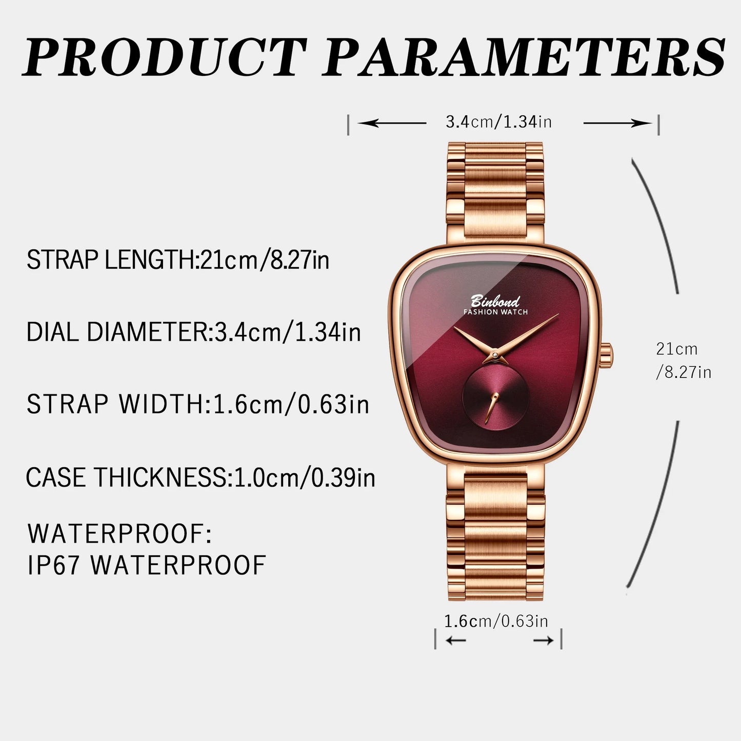 BINBOND Luxury Brand Fashion Ladies' Watch Waterproof Stainless Steel Women's Watch Simple High Quality Quartz Watches for Woman