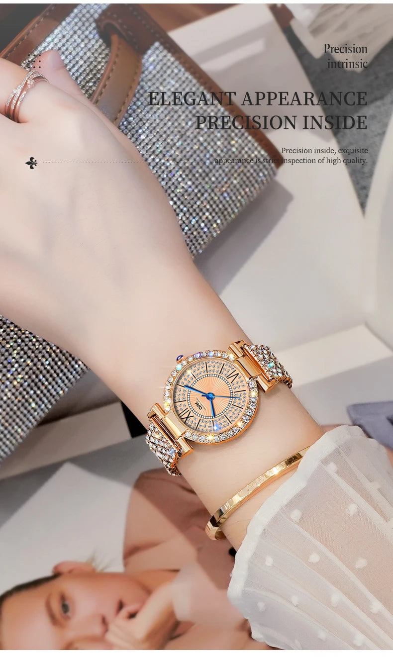 OPK 8618 Noble Women's Watch Luxury Brand Diamond Roman Scale Waterproof dial Elegant temperament Quartz Women's Watch