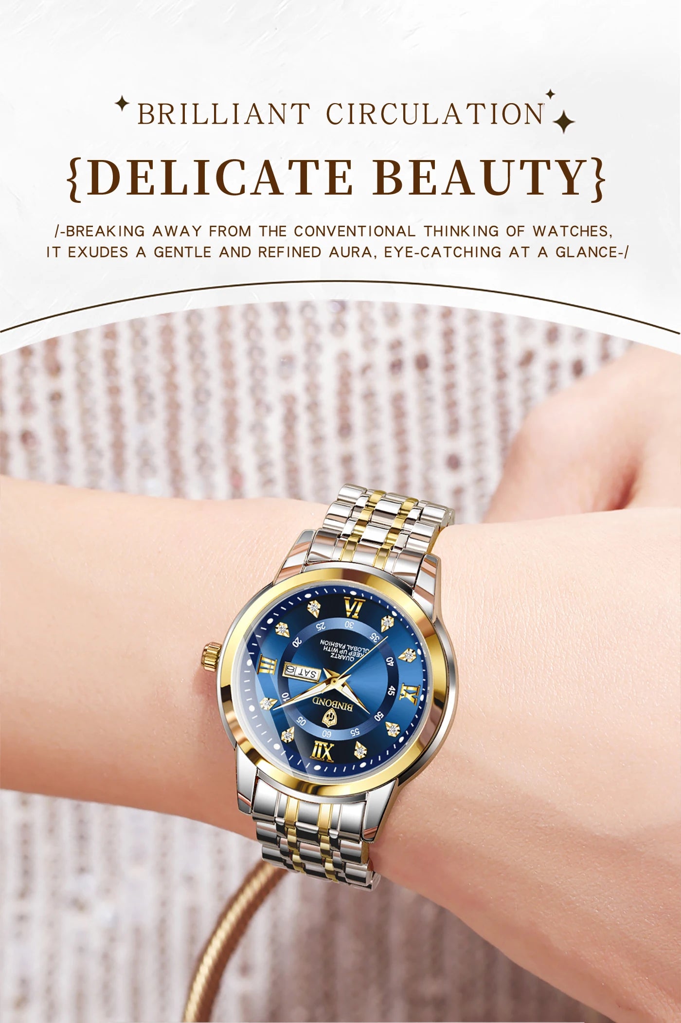BINBOND Top Brand Luxury Fashion Business Women's Quartz Watch 30M Waterproof Luminous Week Date Clock New Sport Ladies' Watches
