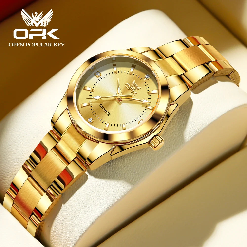OPK 6002 Wristwatch for Women Fashion Trends Stainless steel Strap Waterproof  Full Silvery Watches